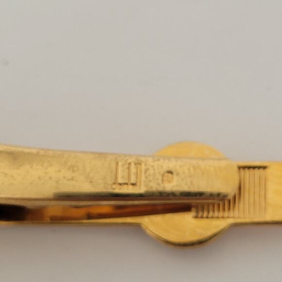Dunhill Vintage Lapis Lazuli Striped Tie Clasp Clip Bar Gold Retro Vintage Logo - Picture 5 of 8